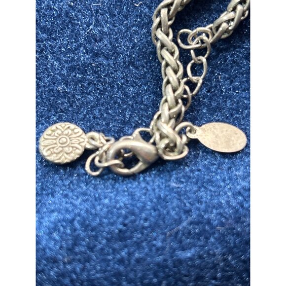 Vintage Silver Plated Braided Chain Necklace With Floral Charm Premier Design - Picture 3 of 5